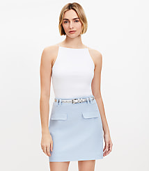 Flap Trim Cotton Linen Mini Skirt carousel Product Image 1