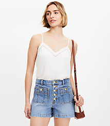 Patch Pocket High Rise Denim Shorts in Classic Indigo Wash carousel Product Image 1