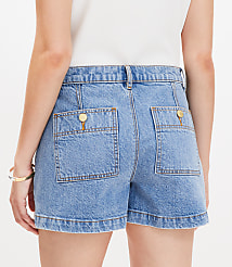 Patch Pocket High Rise Denim Shorts in Classic Indigo Wash carousel Product Image 3