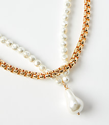 Pearlized Chunky Chain Link Necklace Set carousel Product Image 2