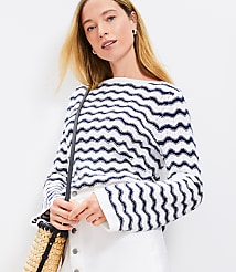 Zig Zag Wide Sleeve Boatneck Sweater carousel Product Image 1