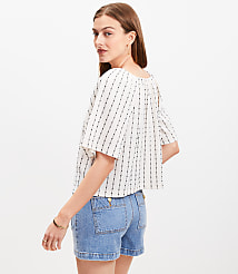 Dot Stripe Flutter Square Neck Top carousel Product Image 2