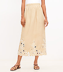 Petite Floral Eyelet Poplin Midi Skirt carousel Product Image 3