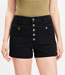 Patch Pocket High Rise Denim Shorts in Classic Black Wash carousel Product Image 2