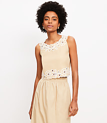 Floral Eyelet Poplin Tank Top carousel Product Image 2