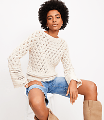 Mixed Pointelle Wide Sleeve Boatneck Sweater carousel Product Image 2