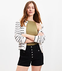 Patch Pocket High Rise Denim Shorts in Classic Black Wash carousel Product Image 1