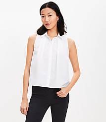 Petite Poplin Pleated Sleeveless Shirt carousel Product Image 1