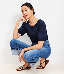 Poplin Cutout Back Bubble Sleeve Top carousel Product Image 2