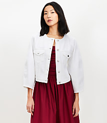 Balloon Sleeve Denim Jacket in White carousel Product Image 1