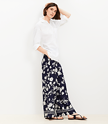 Petite Fluid Pull On Wide Leg Pants in Floral carousel Product Image 4