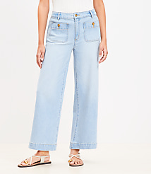 Curvy Palmer Wide Leg Crop Jeans in Light Vintage Indigo Wash carousel Product Image 1