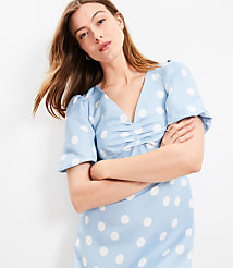 Dotted Linen Blend V-Neck Mini Dress carousel Product Image 2