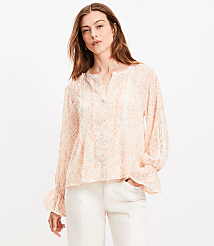 Floral Pintucked Ruffle Cuff Blouse carousel Product Image 2