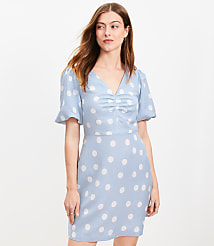 Dotted Linen Blend V-Neck Mini Dress carousel Product Image 1