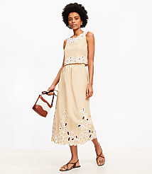 Petite Floral Eyelet Poplin Midi Skirt carousel Product Image 1