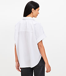 Petite Poplin Henley Dolman Everyday Tunic Shirt carousel Product Image 3