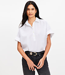 Poplin Henley Dolman Everyday Tunic Shirt carousel Product Image 2