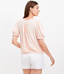 Petite Pleated Tie Puff Sleeve Top carousel Product Image 3