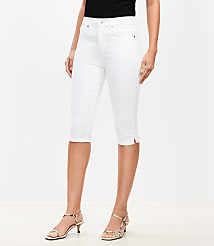 Petite High Rise Denim Capri Pants in White carousel Product Image 2