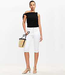 Petite High Rise Denim Capri Pants in White carousel Product Image 1