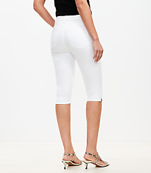 Petite High Rise Denim Capri Pants in White carousel Product Image 3