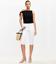 High Rise Denim Capri Pants in White carousel Product Image 1