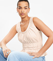 Shirred Peplum Tank Top carousel Product Image 2