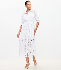 Square Eyelet Midi Shirtdress carousel Product Image 2