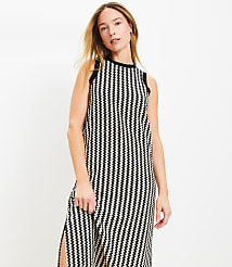 LOFT Beach Zig Zag Crochet Midi Dress carousel Product Image 1