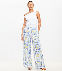 Petite Lemon Pull On Wide Leg Pants in Linen Blend carousel Product Image 1