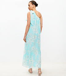 Petite Garden Tie One Shoulder Flounce Midi Dress carousel Product Image 3