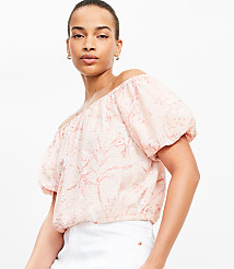 Bird Toile Off The Shoulder Bubble Top carousel Product Image 1