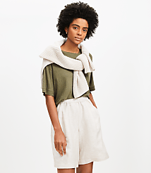 Petite Pull On Bermuda Shorts in Linen Blend carousel Product Image 1