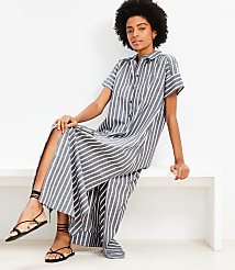 Petite Striped Maxi Pocket Shirtdress carousel Product Image 1