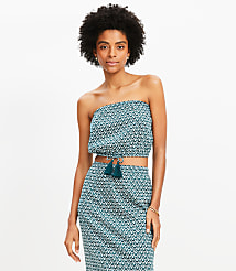 LOFT Beach Mosaic Crinkle Strapless Bubble Hem Top carousel Product Image 2
