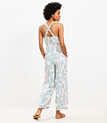 Petite Floral Smocked Crisscross Back Jumpsuit carousel Product Image 3