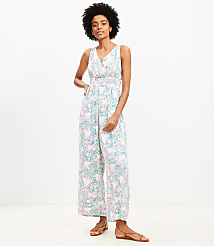 Petite Floral Smocked Crisscross Back Jumpsuit carousel Product Image 2