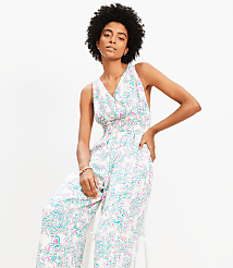 Petite Floral Smocked Crisscross Back Jumpsuit carousel Product Image 1