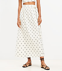 LOFT Beach Dotted Linen Cotton Maxi Wrap Skirt carousel Product Image 2