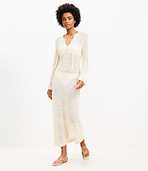 LOFT Beach Pointelle Tie Neck Maxi Swimsuit Coverup carousel Product Image 3