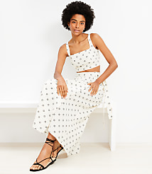 LOFT Beach Dotted Linen Cotton Maxi Wrap Skirt carousel Product Image 1