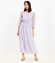 Petite Floral Balloon Sleeve Off The Shoulder Midi Dress carousel Product Image 2