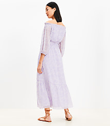 Petite Floral Balloon Sleeve Off The Shoulder Midi Dress carousel Product Image 3
