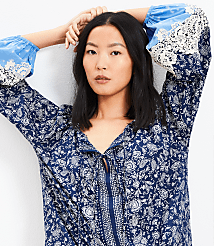 Petite Lace Paisley Tie Blouse carousel Product Image 1