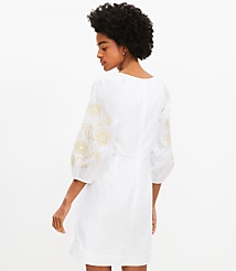 Floral Embroidered Poplin Shirred Mini Dress carousel Product Image 3