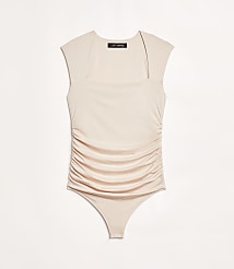 Petite LOFT Versa 360 Knit Ruched Square Neck Bodysuit carousel Product Image 2