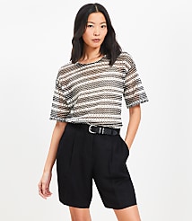 Petite Striped Crochet Modern Tee carousel Product Image 2