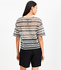 Petite Striped Crochet Modern Tee carousel Product Image 3