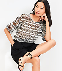 Petite Striped Crochet Modern Tee carousel Product Image 1